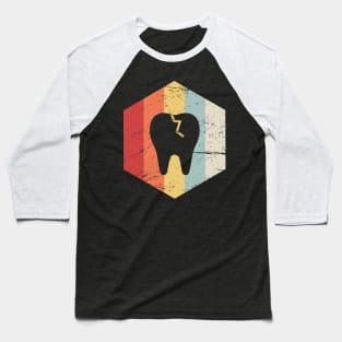 Cracked Tooth – Retro 70s Dentist Icon Baseball T-Shirt